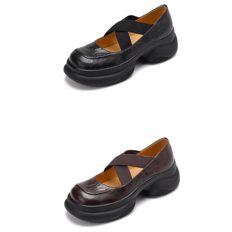 Könnyű és puha sorozat ~ Rendkívül kényelmes ~ Új puha bőrcipők nőknek, kis méretű, vastag talpú Mary Jane cipők, keresztpántos bőrcipők