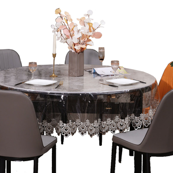 Στρογγυλό τραπεζομάντιλο, αδιάβροχο, ανθεκτικό στο λάδι, αντιεγκαύματα, χωρίς πλύσιμο, διαφανές δαντέλα από μαλακό γυαλί, κρυστάλλινο πιάτο, τραπεζάκι σαλονιού, τραπεζομάντιλο, χαλάκι