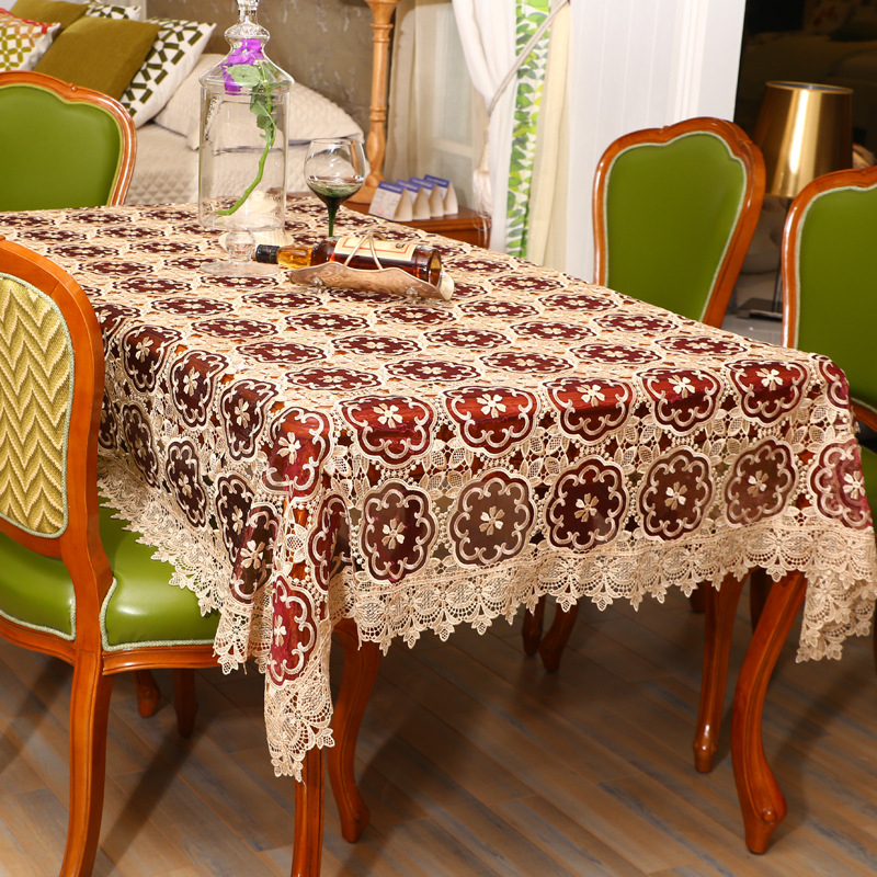 Határokon átnyúló északi hímzésű üreges hímzésű réteges terítő, kínai piros terítő, teaterítő, többcélú porvédő huzat