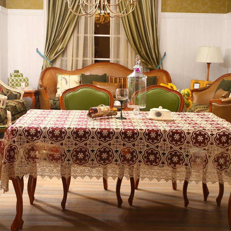 Határokon átnyúló északi hímzésű üreges hímzésű réteges terítő, kínai piros terítő, teaterítő, többcélú porvédő huzat