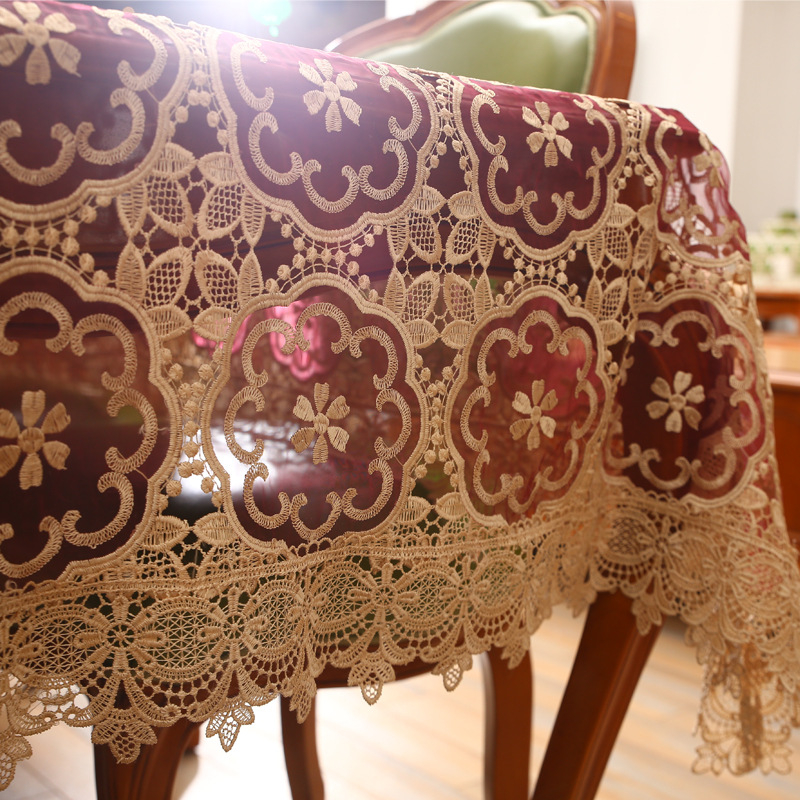 Határokon átnyúló északi hímzésű üreges hímzésű réteges terítő, kínai piros terítő, teaterítő, többcélú porvédő huzat