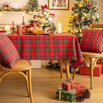 Hulgimüük piiriülene laudlina jõuludeks Ameerika punane lihtne ruuduline lauamatt hotelli kohvilaua riie dekoratiivne laudlina