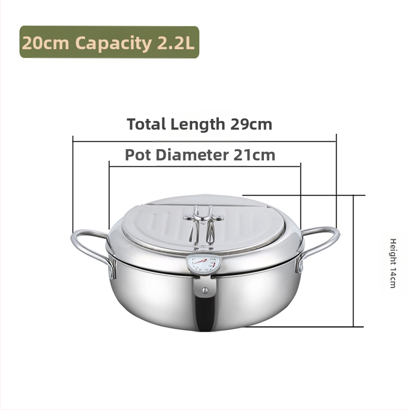 Piiriülene paksendatud roostevabast terasest fritüür Jaapani stiilis tempura väike fritüür mini binauraalne fritüür sõelaga