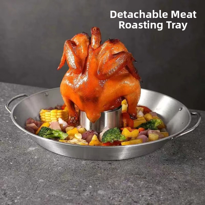 Трансгранична горещо продавана голяма чиния за печено пиле, пуешка скара, барбекю, чиния от неръждаема стомана, многофункционална чиния за фумигация на бира, барбекю