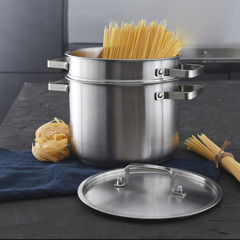 Piiriülene paksendatud multifunktsionaalne roostevabast terasest pastapott blanšeeritud veega praetud riisipott katmata supipott universaalne pliit
