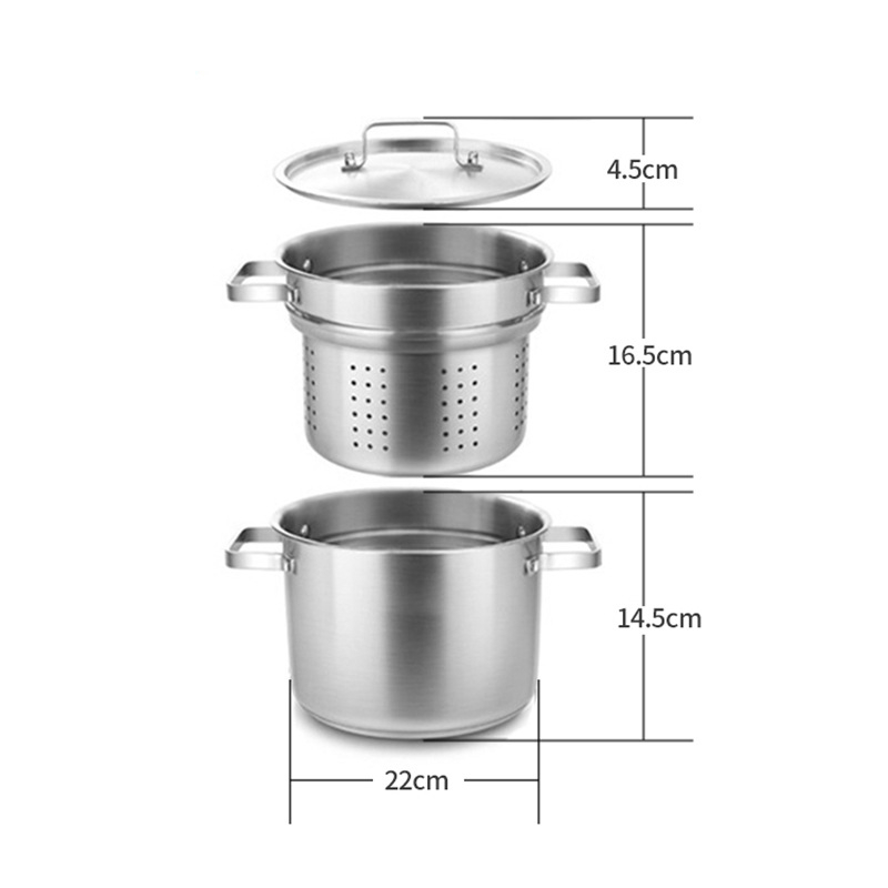Piiriülene paksendatud multifunktsionaalne roostevabast terasest pastapott blanšeeritud veega praetud riisipott katmata supipott universaalne pliit
