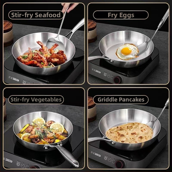 Spot Cross-Border 304 roostevabast terasest kolmekihiline terasest praepann induktsioonpliidil gaasipliit universaalne katmata praepann wok