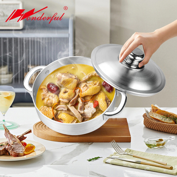 Σετ κατσαρόλας σούπας με γυαλόχαρτο, κατσαρόλα χωρίς επίστρωση, μεγάλη κατσαρόλα, γυαλισμένη κατσαρόλα με καπάκι, μεγάλης χωρητικότητας, οικιακή κατσαρόλα αλουμινίου με διπλό αυτί