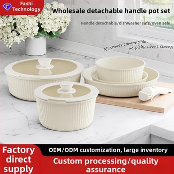 Tarpvalstybinis nuimamas keraminis rankenos puodas buitinei indukcinei viryklei dujinei universaliai puodui, tinkančiam nepridegančiai sriubos puodui wok keptuvei