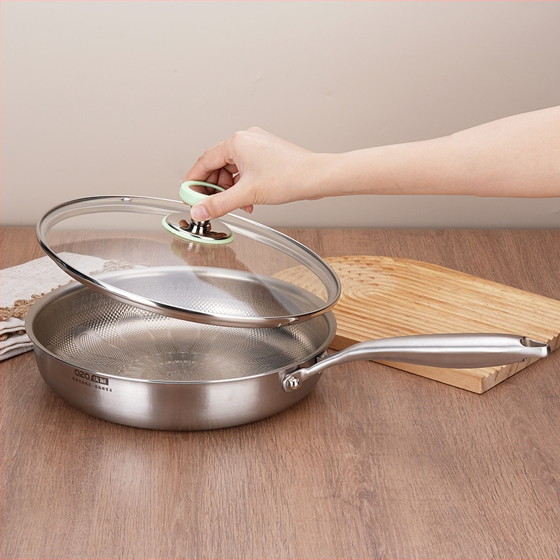 Титаниев тиган с паунов мотив за пържоли, яйца, палачинки, домашен титаниев тиган, без покритие, подходящ за всички котлони, тиган за готвене