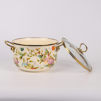 Ιαπωνικό στιλ σμάλτο κατσαρόλα χρυσή άκρη κατσαρόλα σούπας διπλό αυτί κατσαρόλα κουζίνας σκεύη επαγωγική κουζίνα γκαζιού διαθέσιμη κατσαρόλα στιφάδο μαγειρικά σκεύη χονδρικής