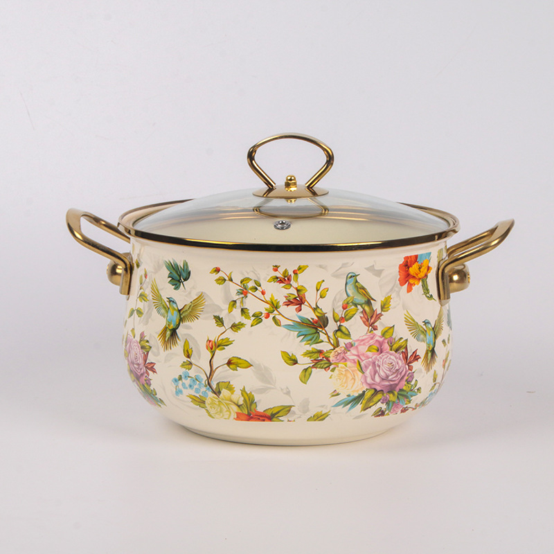 Japanski emajlirani lonac, zlatni rub, lonac za juhu s dvostrukim uhom, kuhinjski pribor, indukcijsko kuhalo, plinski štednjak, dostupan lonac za gulaš, veleprodaja kuhinjskog pribora