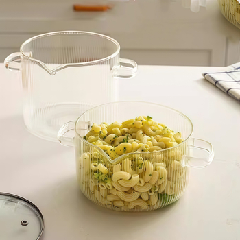 Ξύλινο καπάκι, μεγάλης χωρητικότητας, κάθετο σχέδιο, ανθεκτικό σε υψηλές θερμοκρασίες, δοχείο στιγμιαίων νουντλς, ακροφύσιο πίεσης για οικιακά σκεύη κουζίνας, γυάλινο δοχείο με διπλό αυτί και υψηλό βοριοπυριτικό άλας, διασυνοριακό