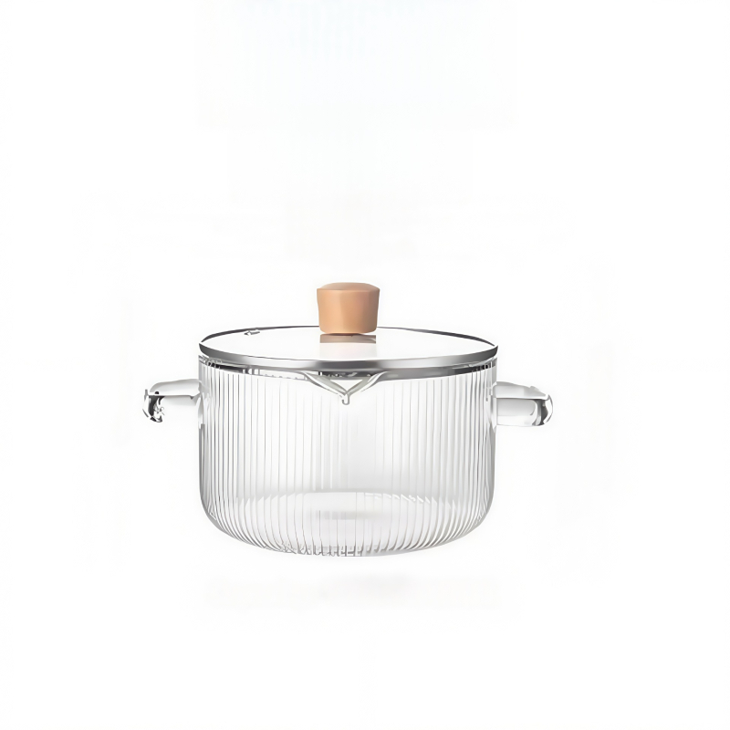 Medinis dangtis, didelės talpos, vertikalus raštas, aukštai temperatūrai atsparus greito paruošimo makaronų puodas, buitiniai virtuvės reikmenys, slėginis antgalis, didelio borosilikato kiekio, dvigubo stiklo puodas su ausimis, kryžminis