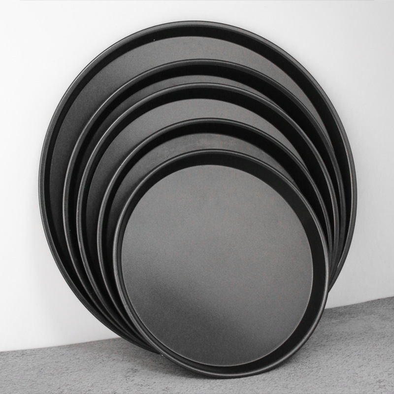 raktáron kerek pizzatálca forma tapadásmentes sütőtálca 8 hüvelykes 9 hüvelykes 10 hüvelykes 12 hüvelykes szénacél sütőtálca otthoni pizza