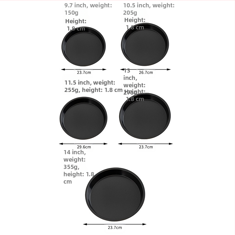 raktáron kerek pizzatálca forma tapadásmentes sütőtálca 8 hüvelykes 9 hüvelykes 10 hüvelykes 12 hüvelykes szénacél sütőtálca otthoni pizza