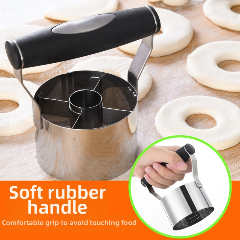 430 неръждаема стомана форма за торта бисквити на едро форма за рязане на понички с мека дръжка кръгла кухненска преса за печене