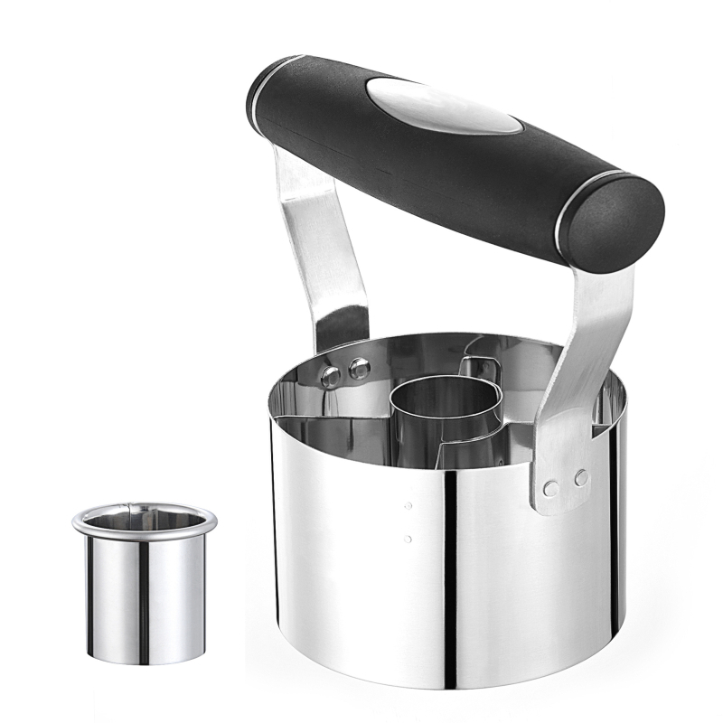 430 nerūdijančio plieno torto sausainių formos didmeninė spurgų pjaustymo forma su minkšta rankena apvali virtuvės kepimo presas