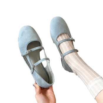 Γυναικεία βραδινά παπούτσια με επίπεδη σόλα, απαλά, άνοιξη και καλοκαίρι 2025, νέα ρετρό σουέτ, μονόγραμμα παπούτσια Mary Jane, με μαλακή σόλα, μικρά κόκκινα παπούτσια