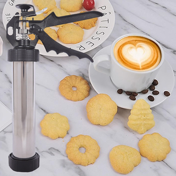 Buitinis nerūdijančio plieno sausainių pistoletas, išspaudžiamas sausainių aparatas, kremo dekoravimo pistoletas, dekoravimo antgalis, išspręstas pupelių kepimo įrankiai namams