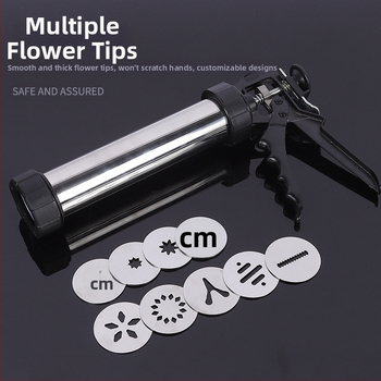 Buitinis nerūdijančio plieno sausainių pistoletas, išspaudžiamas sausainių aparatas, kremo dekoravimo pistoletas, dekoravimo antgalis, išspręstas pupelių kepimo įrankiai namams