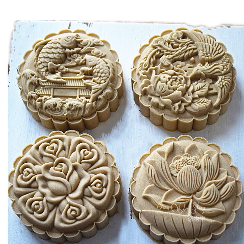 [Yuyue Longmen] Форма за торта Big Moon 150 г, ръчно пресована, триизмерна, удебелена пластмасова, с шарка, форма за хляб на пара, с анимационен мотив