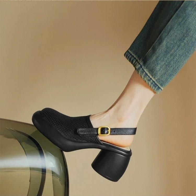 Jämedad kõrge kontsaga sandaalid rihmadega, retro kirjandusstiilis kinnised kingad naistele, 2025. aasta suvine uus mitmekülgne Jaapani sandaalid