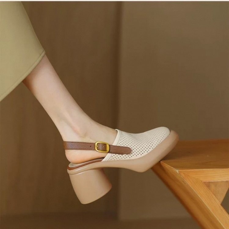 Jämedad kõrge kontsaga sandaalid rihmadega, retro kirjandusstiilis kinnised kingad naistele, 2025. aasta suvine uus mitmekülgne Jaapani sandaalid