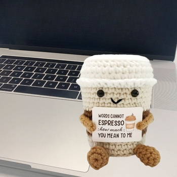 Διασυνοριακή Κούκλα με Κούκλα Καφέ σε Καυτές Πωλήσεις, Χειροποίητη Πλεκτή Κάρτα με Κούκλα, Χαριτωμένη Θετική Ενέργεια, Εμπνευσμένη