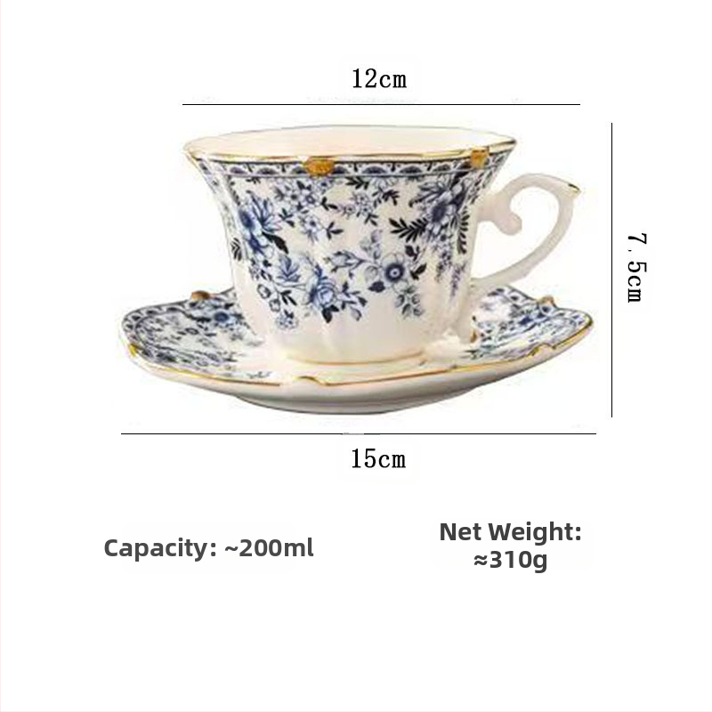 Vintage zilas un baltas porcelāna kafijas tases nišas viduslaiku augstas klases mājas pēcpusdienas tējas tasīšu komplekts vairumtirdzniecībā