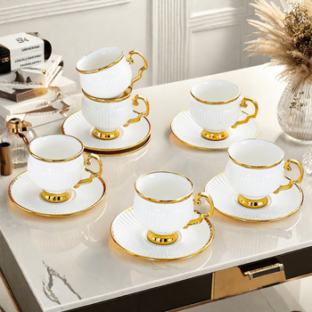 Csésze és vízkészlet, Háztartási kerámia pohár, Ivópohár, Nappali elegáns bögre, Teáskészlet, Kávéscsésze, Teáscsésze