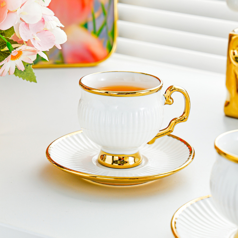 Csésze és vízkészlet, Háztartási kerámia pohár, Ivópohár, Nappali elegáns bögre, Teáskészlet, Kávéscsésze, Teáscsésze