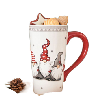 Kalėdinis aukštas puodelis, didelės talpos puodelis, keraminis buitinis reljefinis puodelis, mielas madingas pieno vandens puodelis, biuro arbatos puodelis