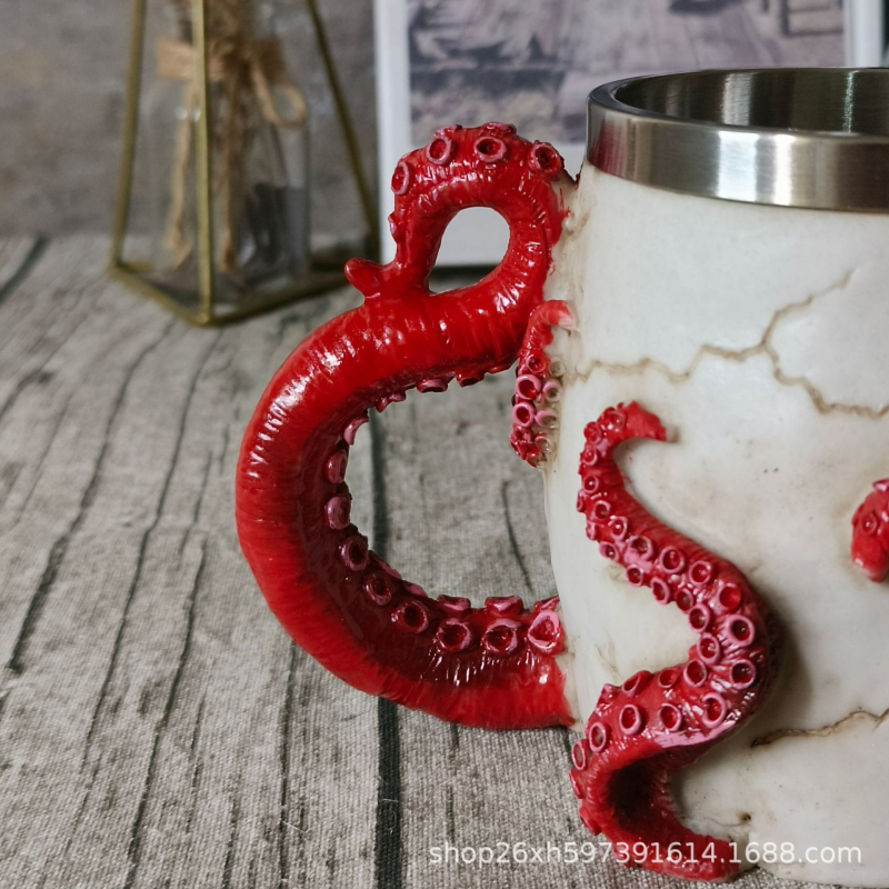 Liialdatud kingitusega kolju kaheksajala õllekann roostevabast terasest voodriga baarist õllekann loominguline vintage õllekann