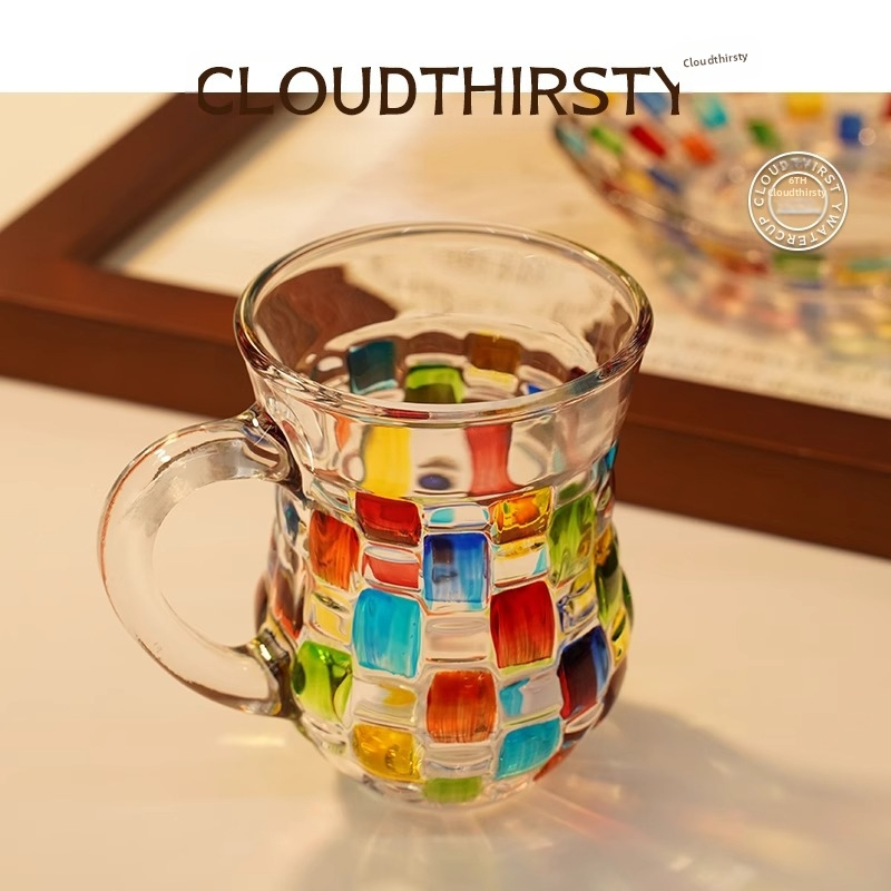 Ručne maľovaný farebný sklenený pohár v severskom štýle, maľovaný pohár na džús, pohár na kávu, pohár na whisky, pohár do výklenku, krištáľ