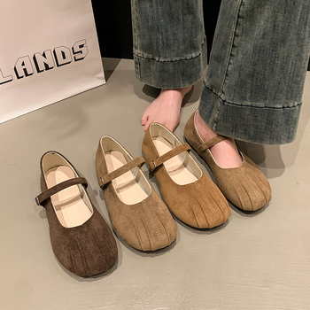 Evening Break απαλά φλατ παπούτσια γυναικεία άνοιξη 2025 νέα απαλή σόλα με πτυχωτό μαλακό σόλα Mary Jane παπούτσια χονδρικής