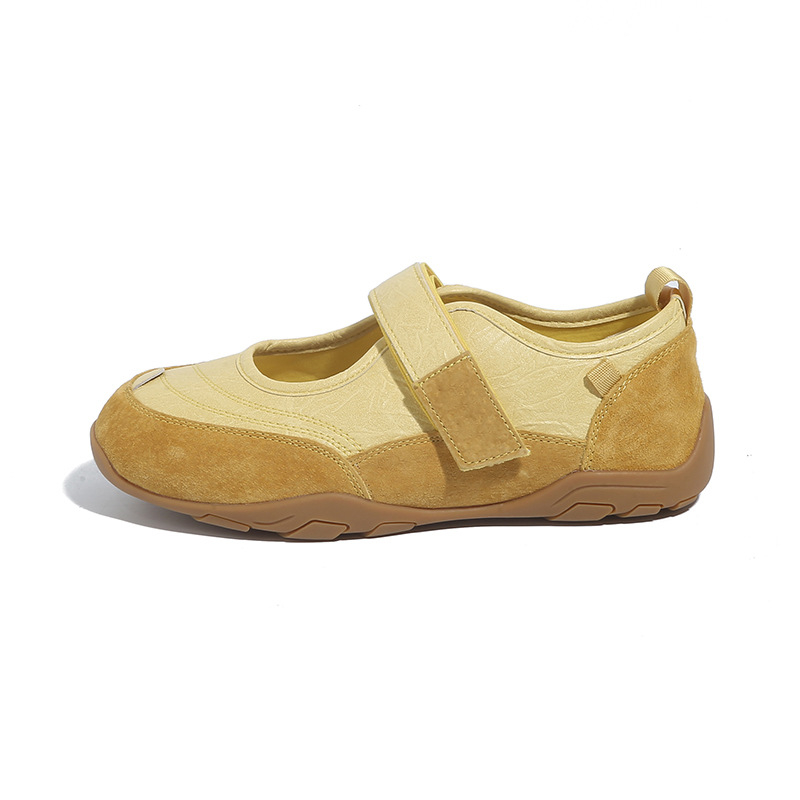 Sudinjia balett stílusú Mary Jane szandál nőknek, élénk sárga, háromszínű, alkalmi tépőzáras sportcipő, sekély szájú, erkölcsös edzőcipő nőknek