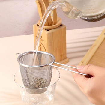 Домашен филтър от неръждаема стомана с едно ухо, фина мрежеста дръжка, филтър за разделяне на вода от чай, артефакт за приготвяне на чай