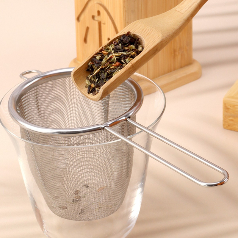 Домашен филтър от неръждаема стомана с едно ухо, фина мрежеста дръжка, филтър за разделяне на вода от чай, артефакт за приготвяне на чай