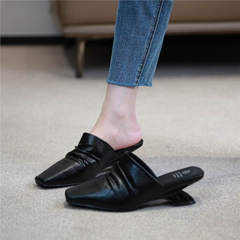 Γυναικεία Mules σε Γαλλικό Στυλ με Κλειστά Δάχτυλα, Καλοκαίρι 2025, Νέα Μόδα, Υψηλής Αίσθησης, Slip-On Lazy Σανδάλια με Μαλακή Σόλα