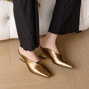 Francia stílus, gyönyörű és elegáns, nem fárasztó a lábnak, éksarkú cipők, magas sarkú cipők, papucs félig slip-on cipők, tavaszi félig sapkás orrú szandálok nőknek, nyári felsőruházat