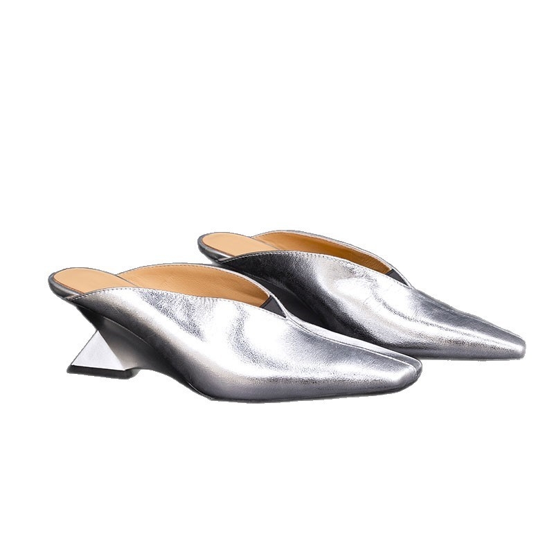 Francia stílus, gyönyörű és elegáns, nem fárasztó a lábnak, éksarkú cipők, magas sarkú cipők, papucs félig slip-on cipők, tavaszi félig sapkás orrú szandálok nőknek, nyári felsőruházat