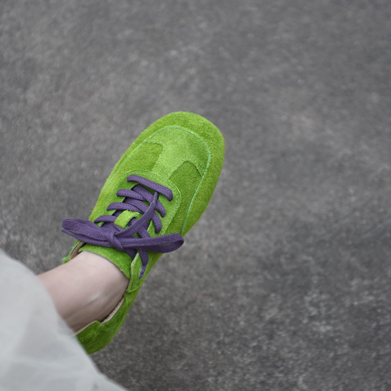 Lan Guan puha bőr aranyos német edzőcipő zöld Birkenstock cipő alkalmi lélegző sportcipők 2025 új lapos talpú Forrest Gump cipő