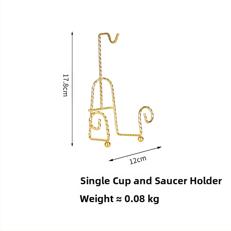 Brit stílusú retró kávéscsésze tartó, akadálymentesített luxus vas állvány, arany teáskészlet tartó, lefolyó, egyszörös csésze- és csészealjtartó