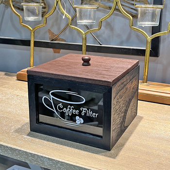 Amerikai stílusú fa szűrőpapír tárolódoboz porálló kávészűrő papír tárolódoboz fedéllel teáscsésze kávéfilter tárolódoboz