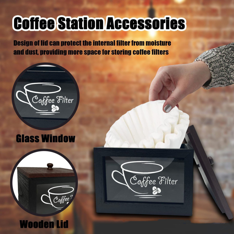 Amerikai stílusú fa szűrőpapír tárolódoboz porálló kávészűrő papír tárolódoboz fedéllel teáscsésze kávéfilter tárolódoboz