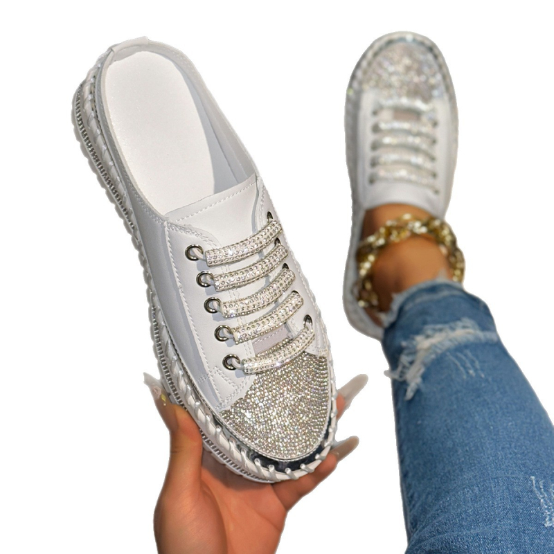 Papuci de damă Baotou, model vară, stil nou, leneși și versatili, fără toc, pantofi albi cu un singur picior, tendință de la Ins