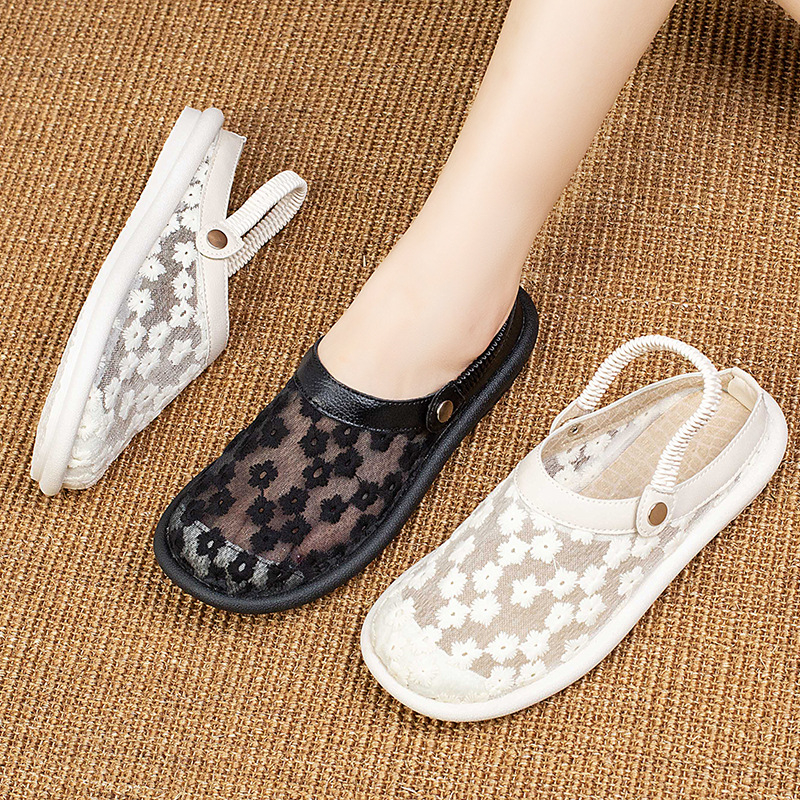 Mori stílusú Baotou szandálok női nyári külső viselet 2024 új Cyber Celebrity lapos cipők kétszínű csipke szandálok