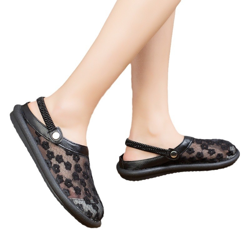 Mori stílusú Baotou szandálok női nyári külső viselet 2024 új Cyber Celebrity lapos cipők kétszínű csipke szandálok