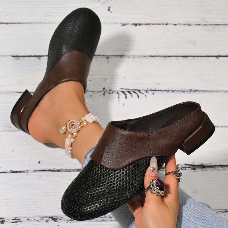 2025 m. Nauji vasaros viršutiniai drabužiai, tinkliniai, kvėpuojantys, šlepetės moterims, laisvalaikio, madingi, žemo kulno, tingūs, užsienio prekybos, pusės puodelio moteriški batai